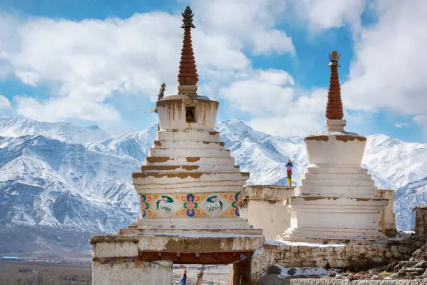 Buddhist Stupas In Winter Ladakh India